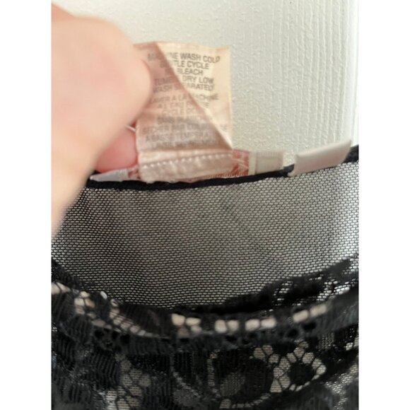 Vtg Cerie Lingerie Black Lace Floral Pattern Front Lined Negligee Size S/P - Picture 4 of 10